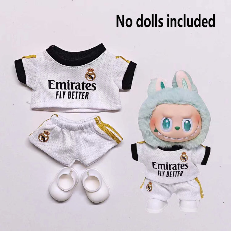 VERTRIX INNOVATIONS Labubu Football Jersey & Shoes 3-Piece Set for 15–17cm Dolls