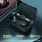 TWS M10 wireless Bluetooth earbuds charging case with LED display showing cumulative call time and play hours.