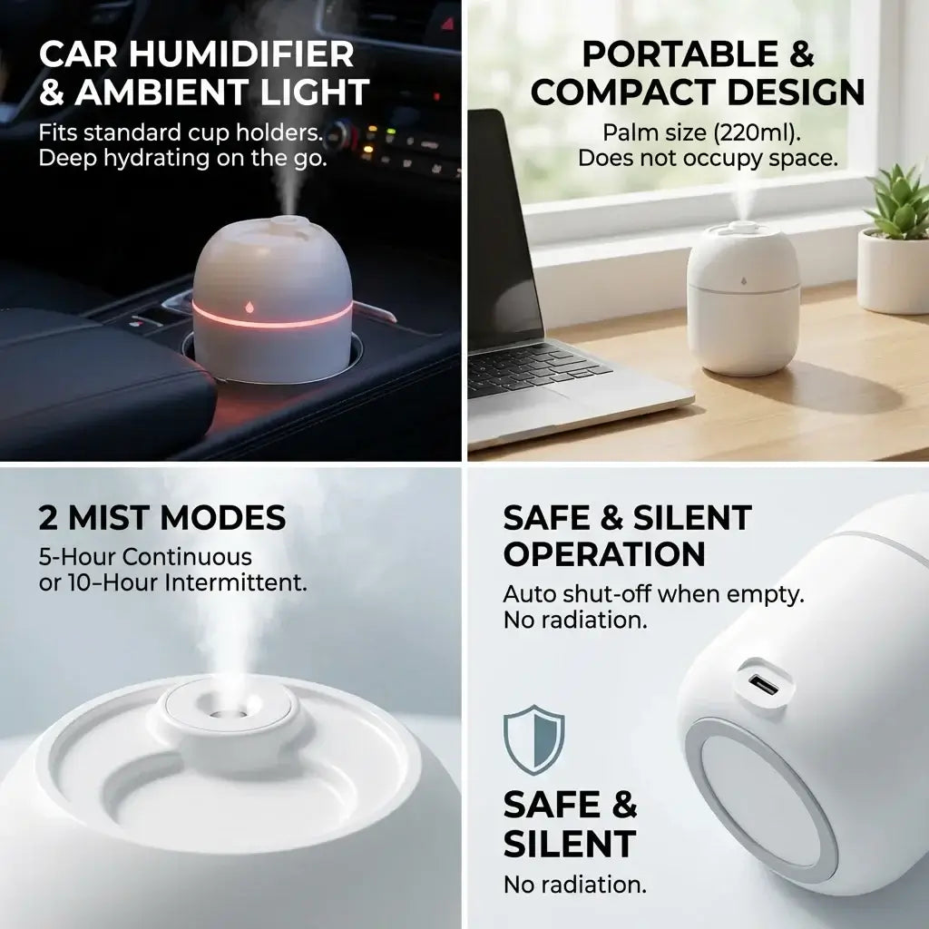 VERTRIX INNOVATIONS Portable USB Ultrasonic Mini Humidifier