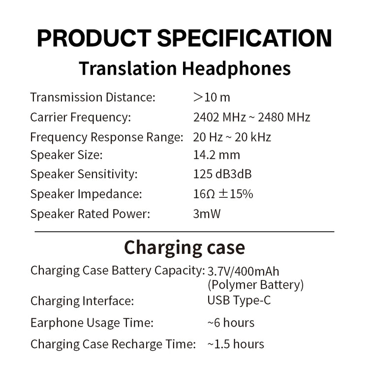 VERTRIX INNOVATIONS MSAI T23 AI Translator Earbuds – 138 Languages