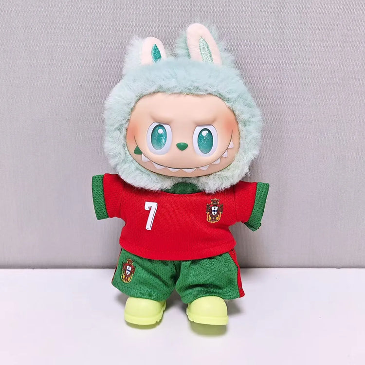 VERTRIX INNOVATIONS Labubu Football Jersey & Shoes 3-Piece Set for 15–17cm Dolls