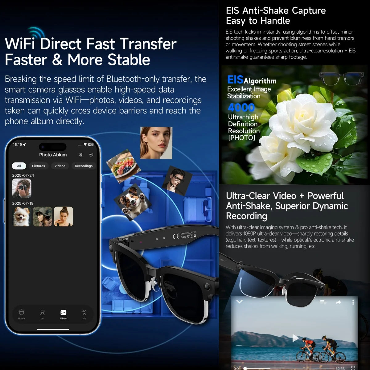 VERTRIX INNOVATIONS 2026 8K HD AI Smart Glasses with Voice Assistant