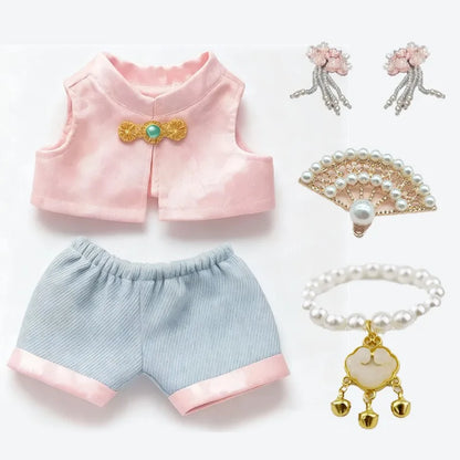 VERTRIX INNOVATIONS Labubu Chinese Style Pink Embroidered Outfit for 15–17cm Dolls