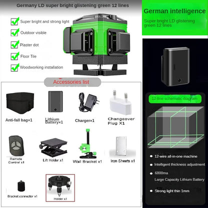 8/12/16 Lines Laser Level 3° Selfleveling Function Leveling Tool Omnidirectional Ground Wall Sticker Line with 1.2M Tripod Stand
