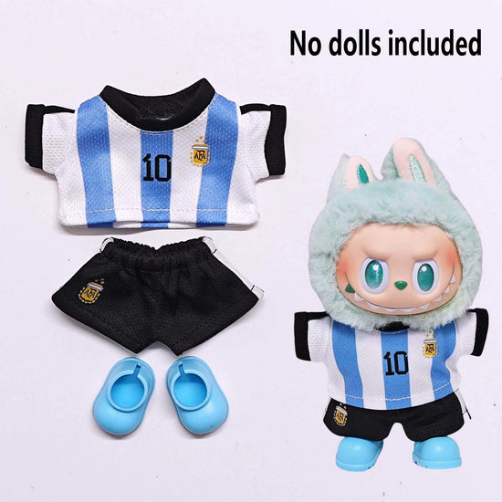 VERTRIX INNOVATIONS Labubu Football Jersey & Shoes 3-Piece Set for 15–17cm Dolls