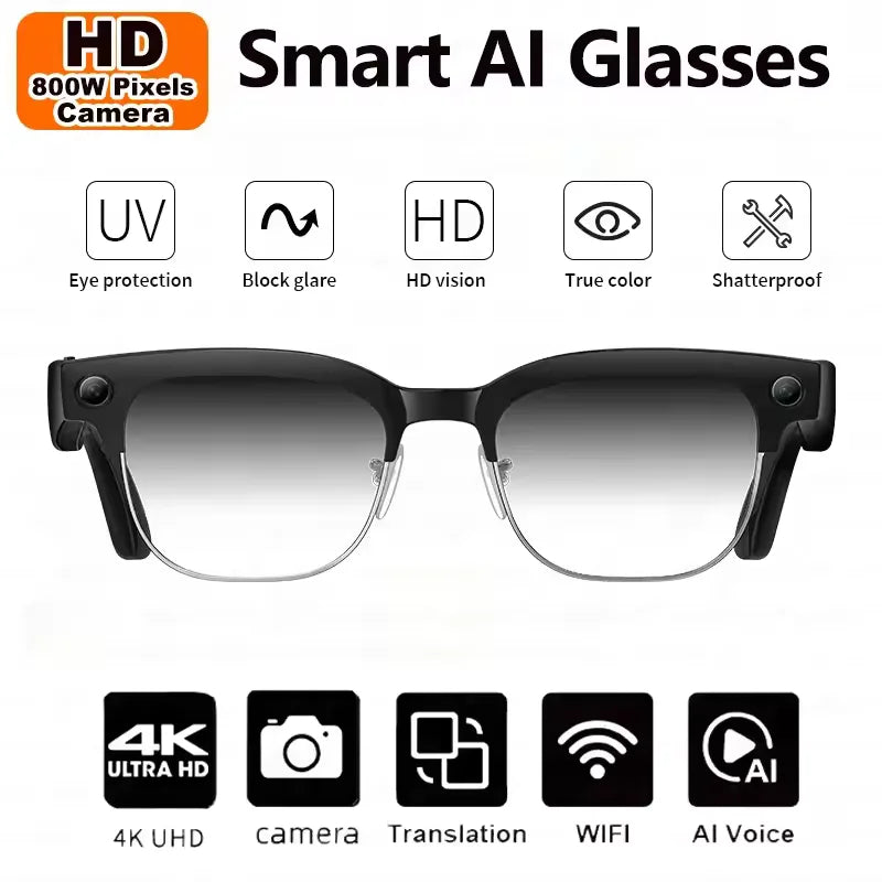 VERTRIX INNOVATIONS 2026 8K HD AI Smart Glasses with Voice Assistant