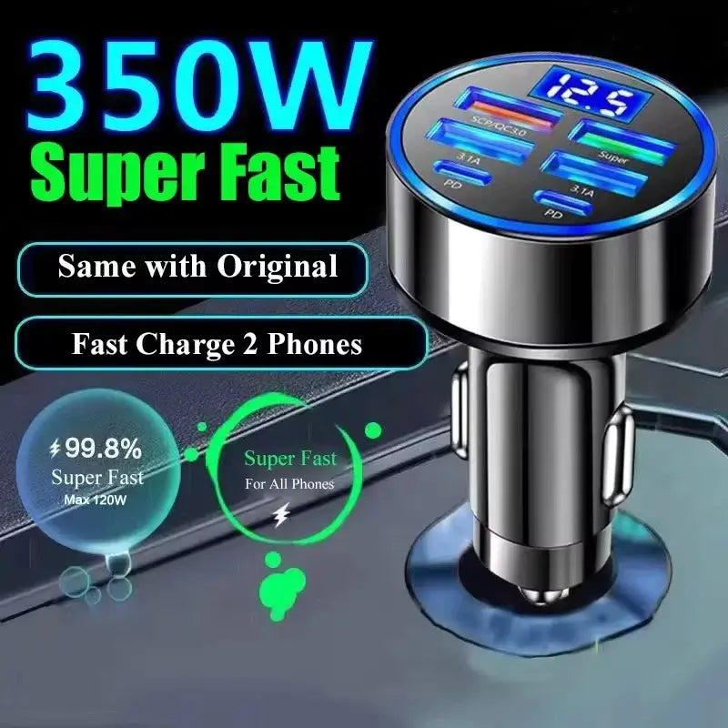 VERTRIX INNOVATIONS 100W 6 Ports Fast Car Charger