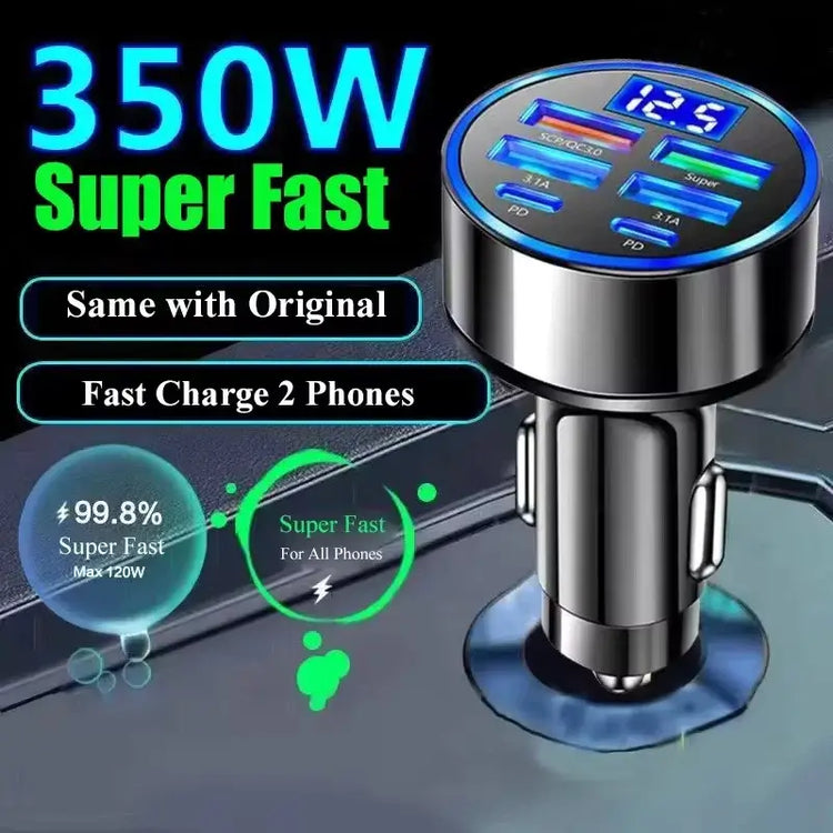 VERTRIX INNOVATIONS 100W 6 Ports Fast Car Charger