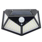Solar Powered 100 LED Motion Sensor Wall Light, Waterproof Outdoor Security Lamp for Garden, Fence, Yard, Pathway Decoration